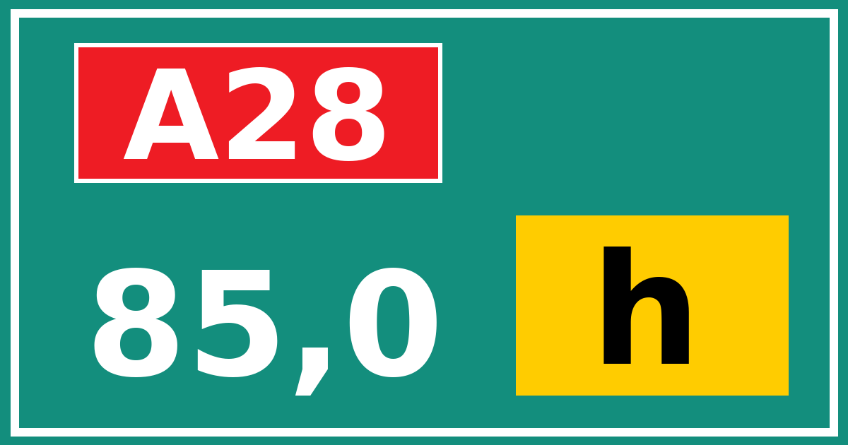 Hectometerbord A28 85,0 letter h