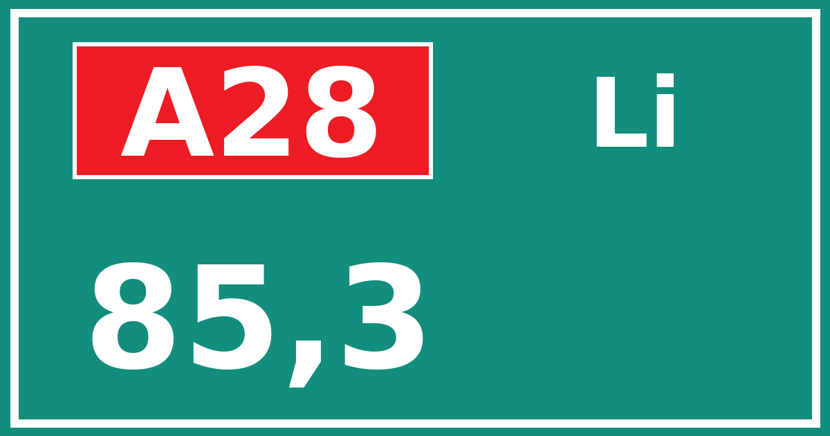 Hectometerbord A28 85,3 zijde Li