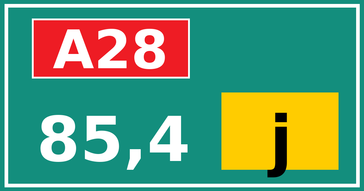 Hectometerbord A28 85,4 letter j