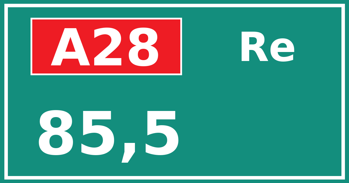 Hectometerbord A28 85,5 zijde Re