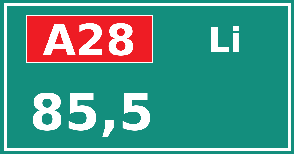 Hectometerbord A28 85,5 zijde Li