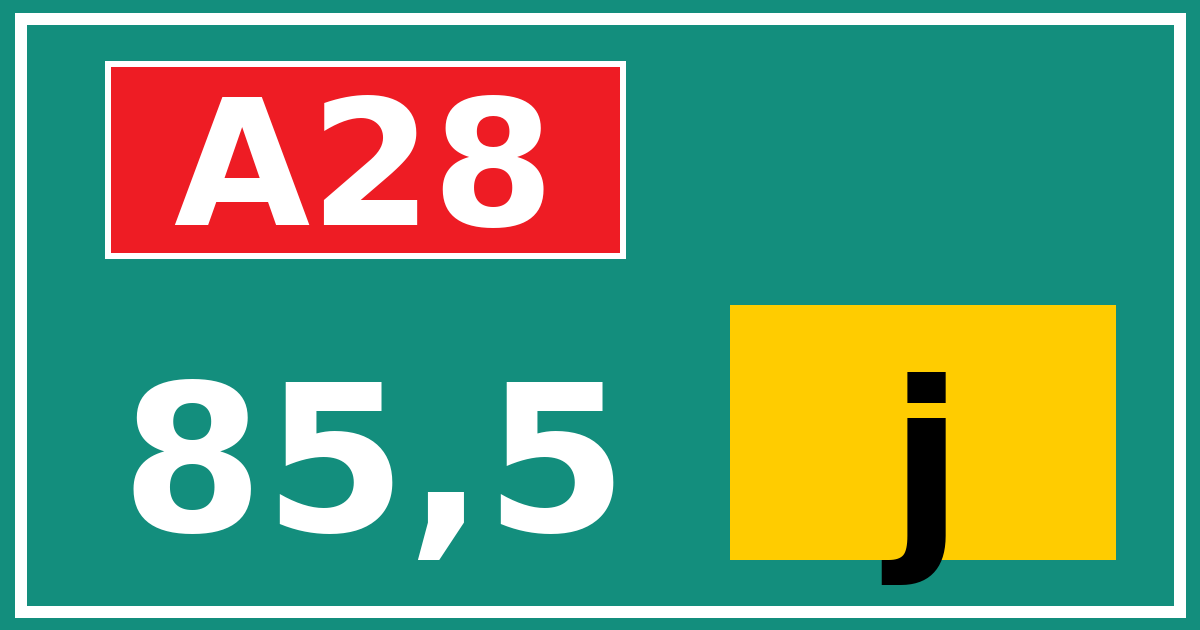 Hectometerbord A28 85,5 letter j