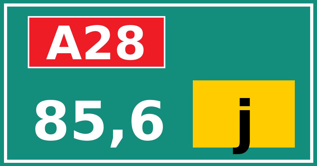 Hectometerbord A28 85,6 letter j