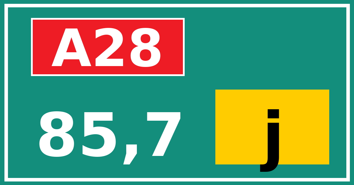 Hectometerbord A28 85,7 letter j