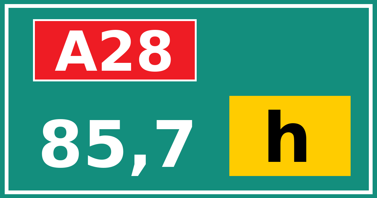 Hectometerbord A28 85,7 letter h