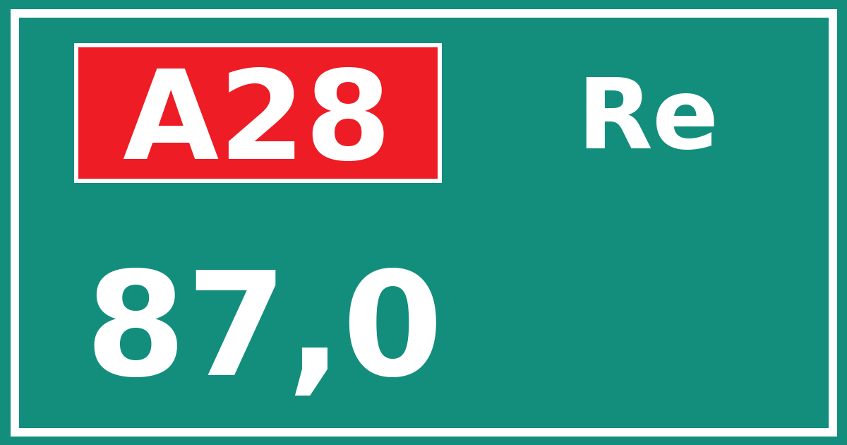 Hectometerbord A28 87,0 zijde Re