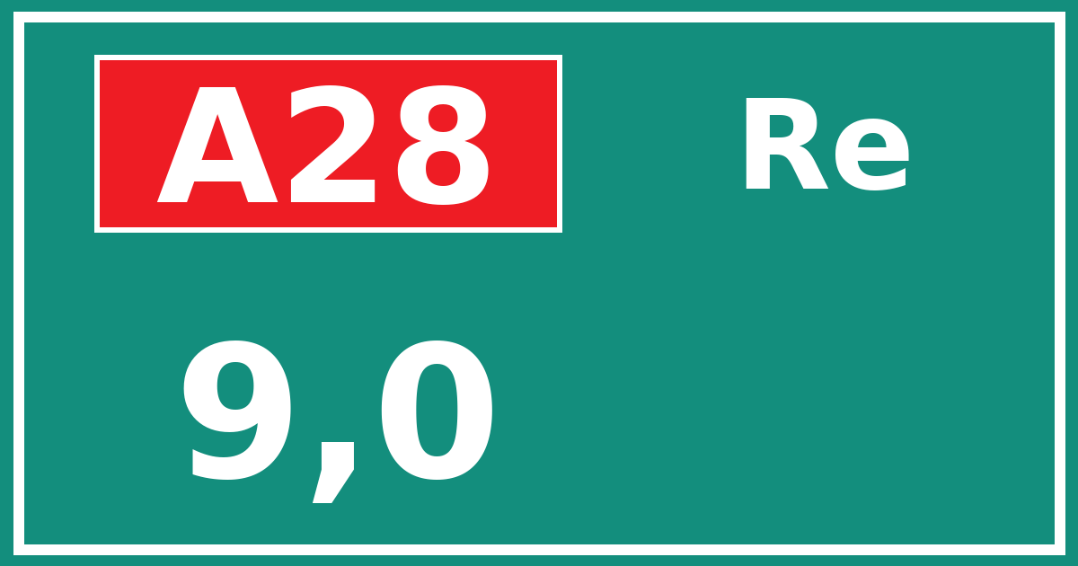 Hectometerbord A28 9,0 zijde Re