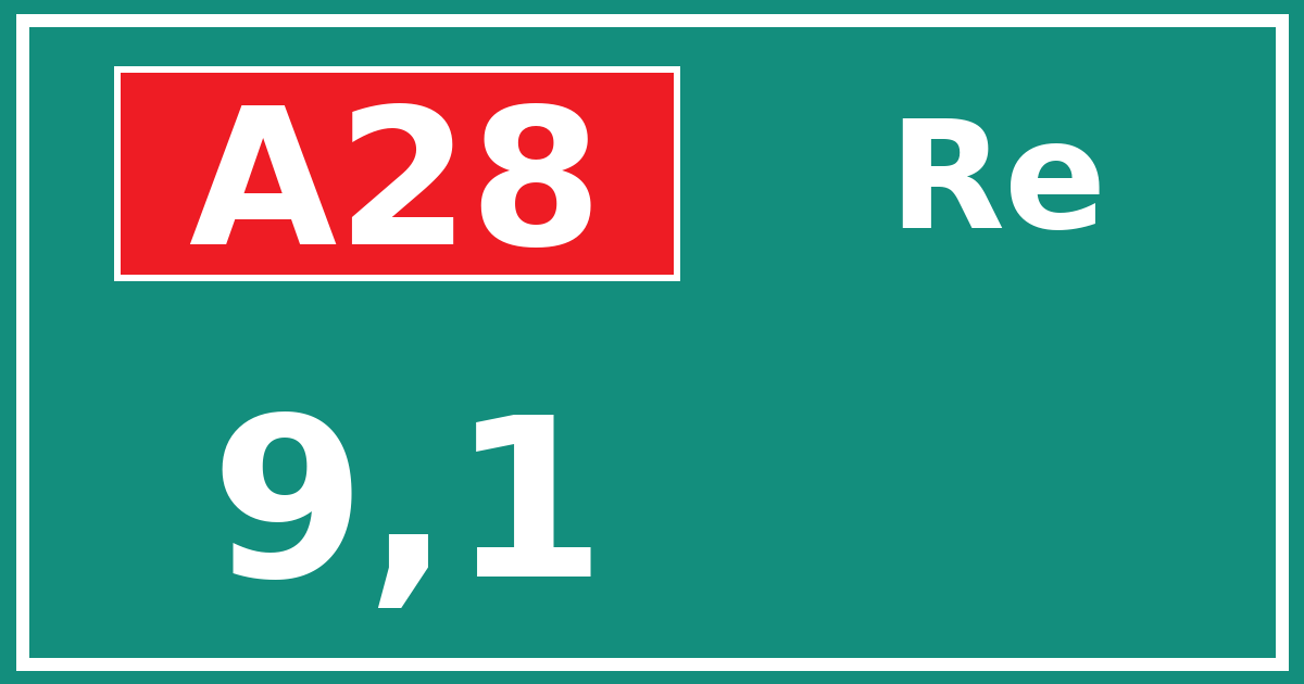 Hectometerbord A28 9,1 zijde Re