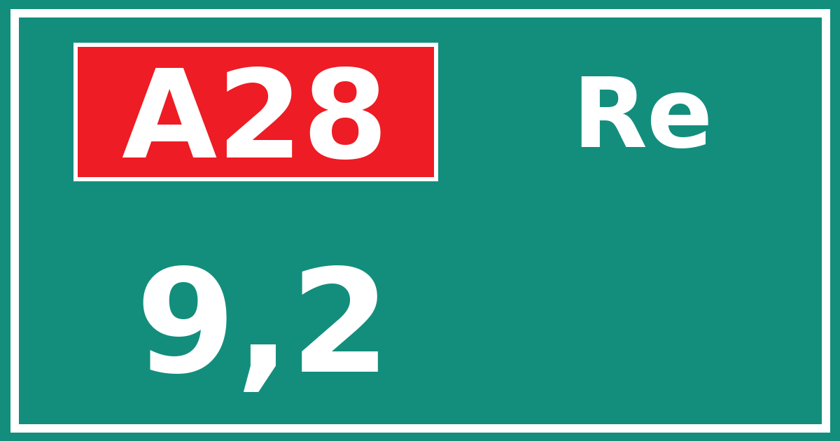 Hectometerbord A28 9,2 zijde Re