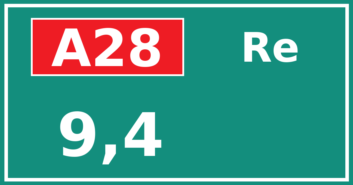 Hectometerbord A28 9,4 zijde Re