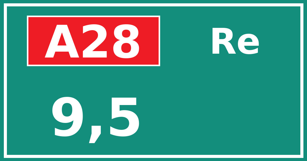 Hectometerbord A28 9,5 zijde Re