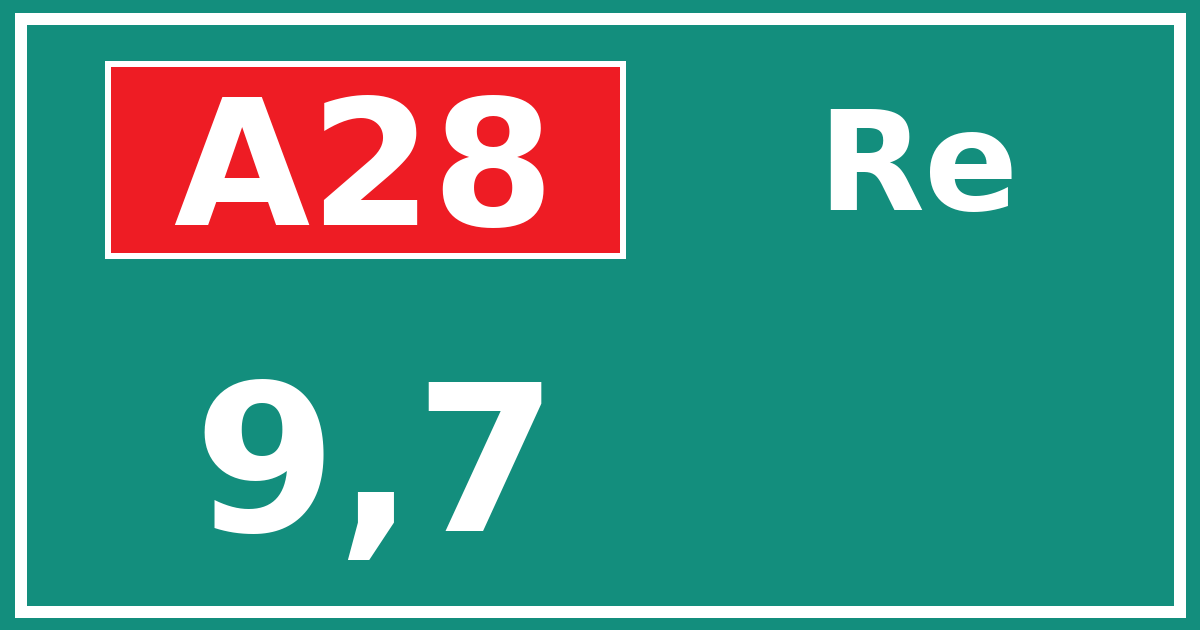 Hectometerbord A28 9,7 zijde Re