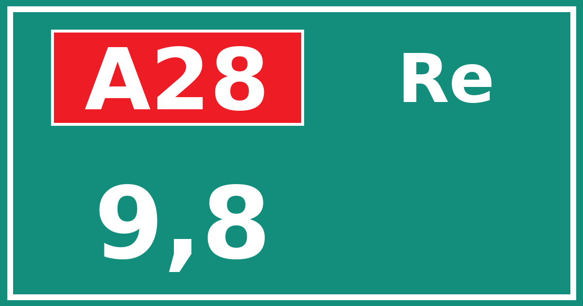 Hectometerbord A28 9,8 zijde Re
