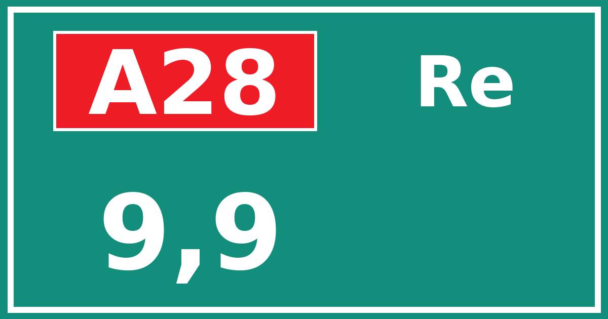 Hectometerbord A28 9,9 zijde Re