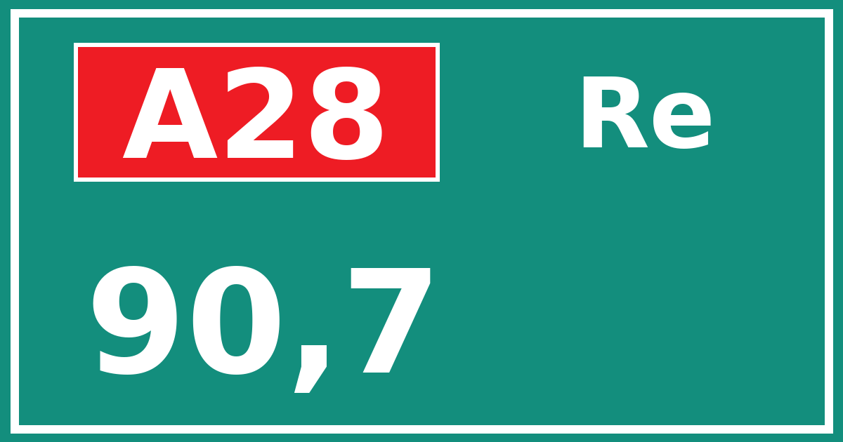 Hectometerbord A28 90,7 zijde Re