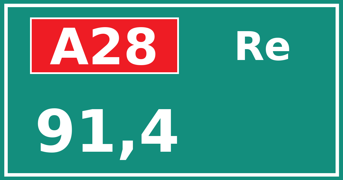 Hectometerbord A28 91,4 zijde Re