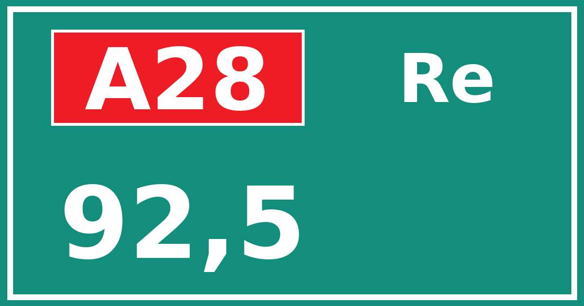Hectometerbord A28 92,5 zijde Re