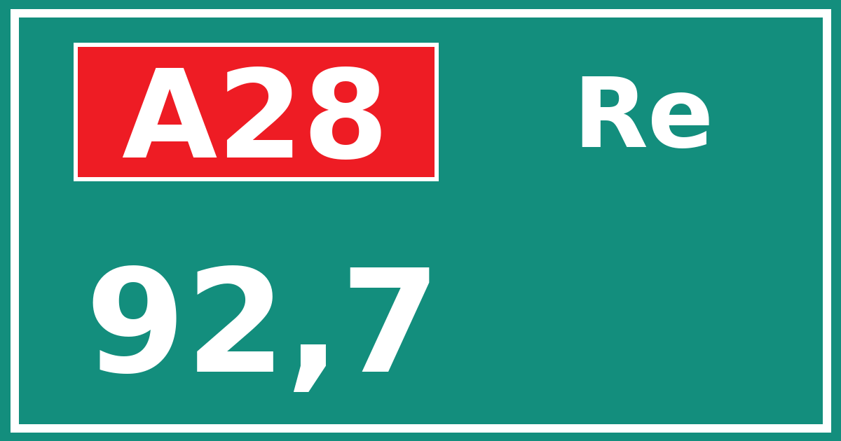 Hectometerbord A28 92,7 zijde Re