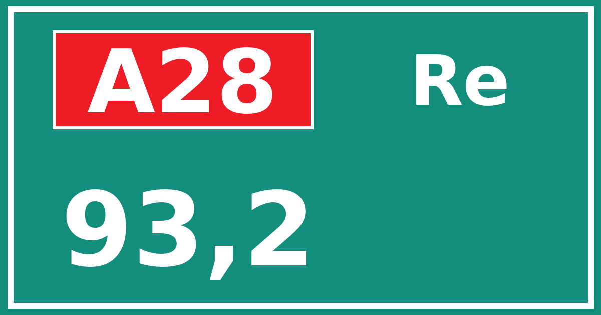 Hectometerbord A28 93,2 zijde Re