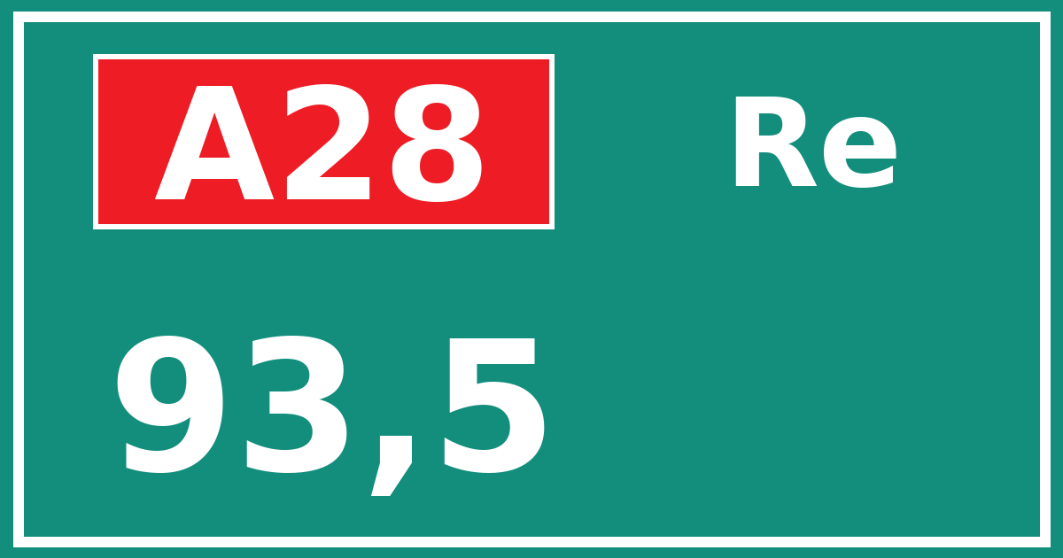Hectometerbord A28 93,5 zijde Re