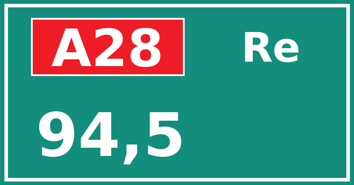 Hectometerbord A28 94,5 zijde Re