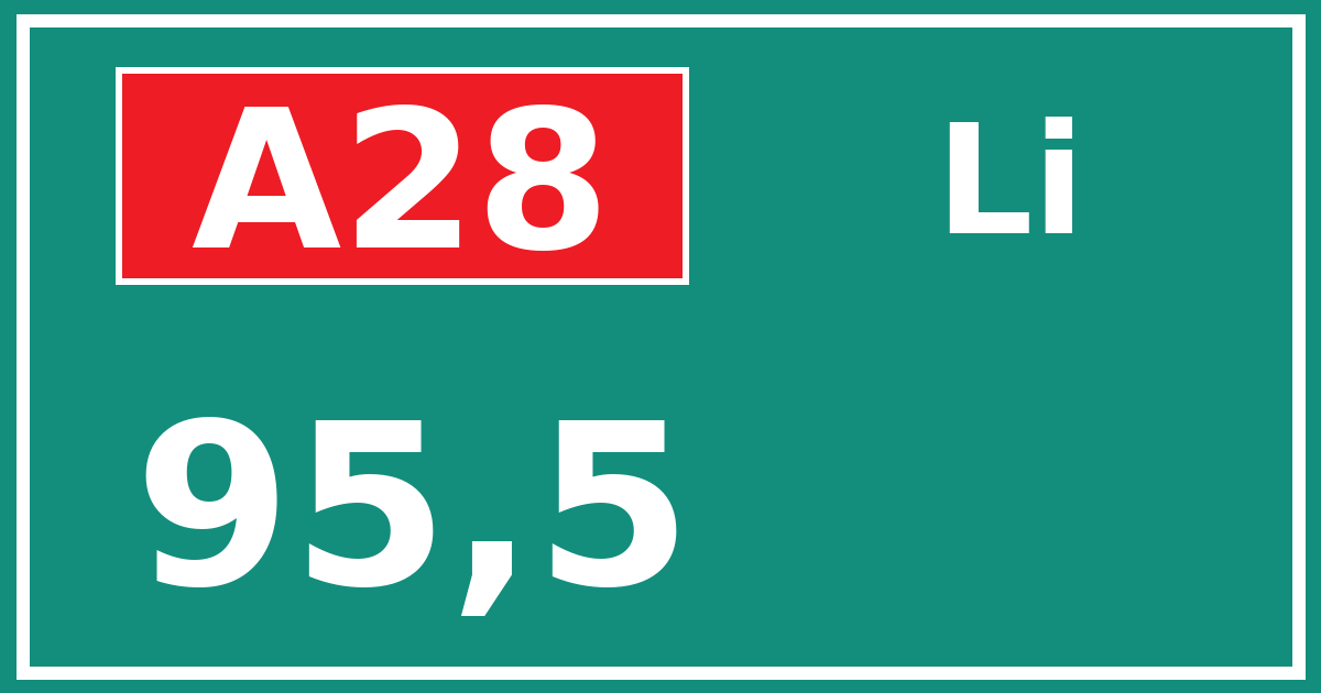 Hectometerbord A28 95,5 zijde Li