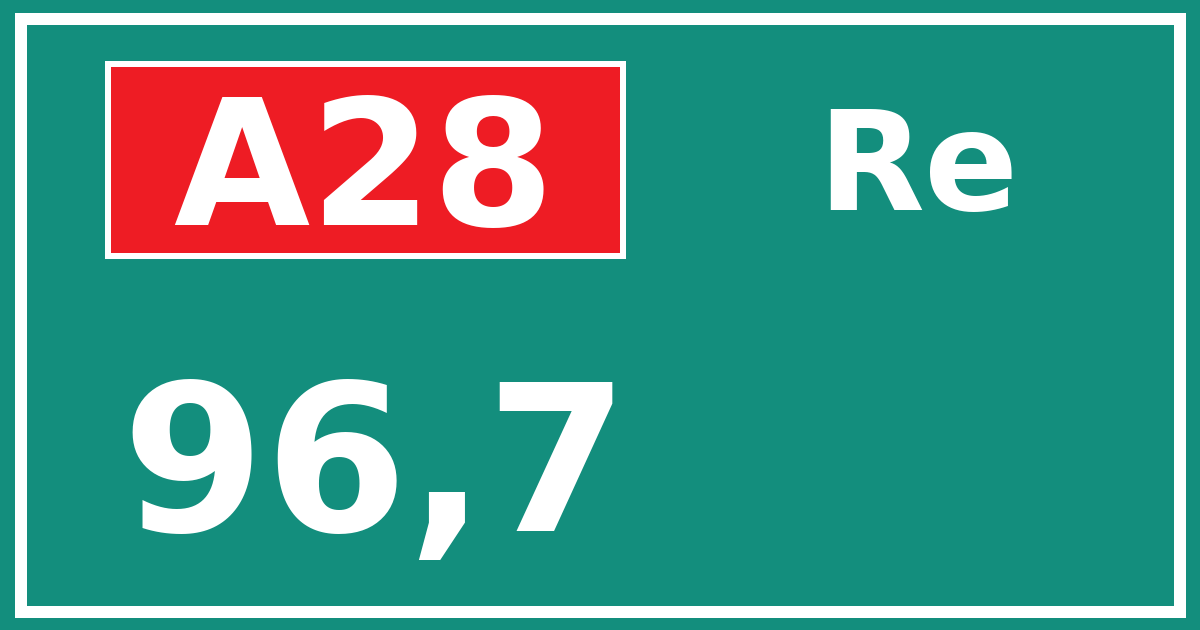 Hectometerbord A28 96,7 zijde Re