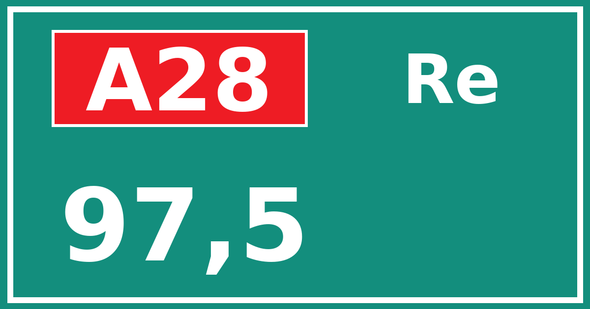 Hectometerbord A28 97,5 zijde Re
