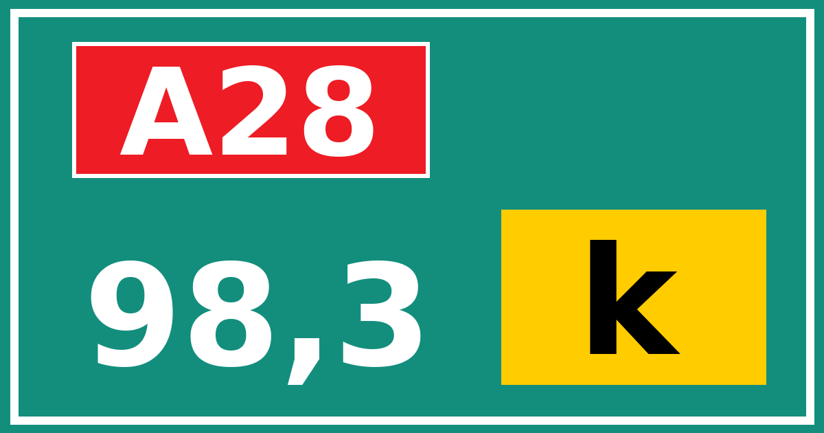 Hectometerbord A28 98,3 letter k