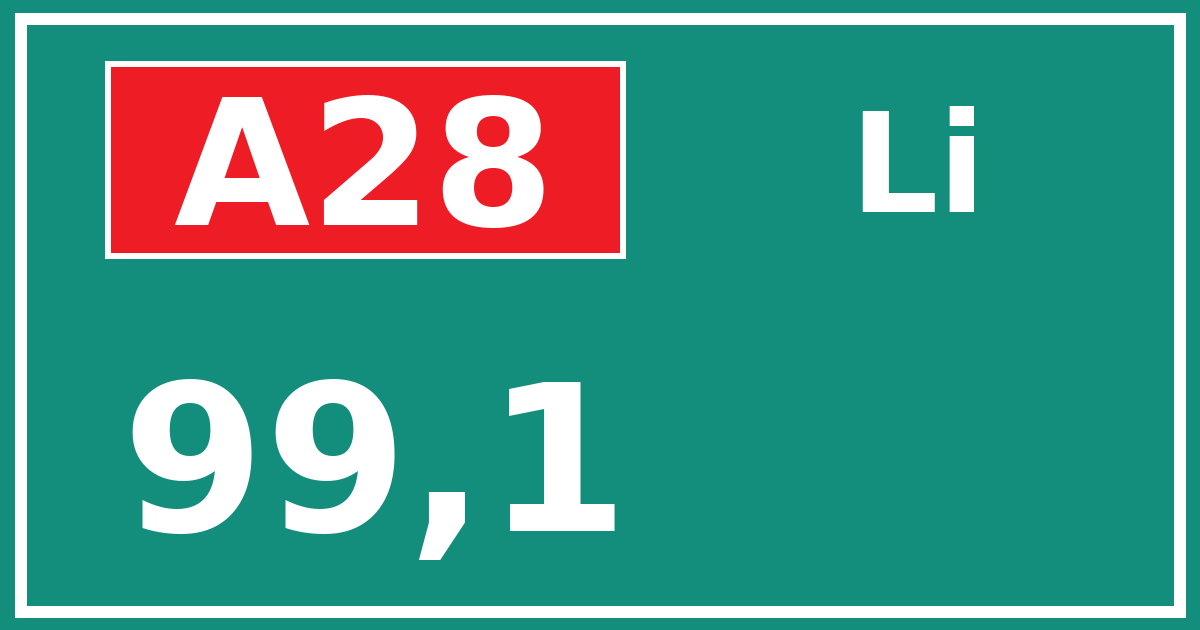 Hectometerbord A28 99,1 zijde Li