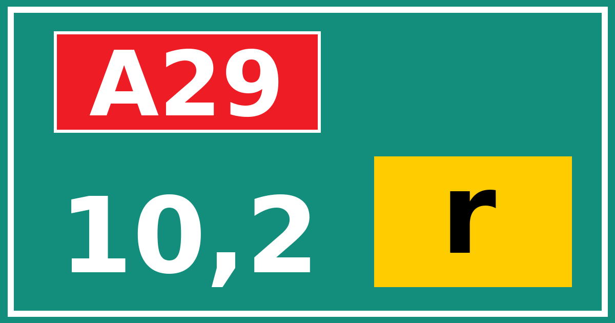 Hectometerbord A29 10,2 letter r