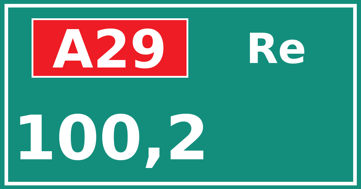 Hectometerbord A29 100,2 zijde Re