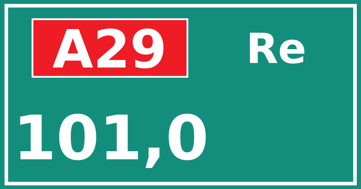 Hectometerbord A29 101,0 zijde Re