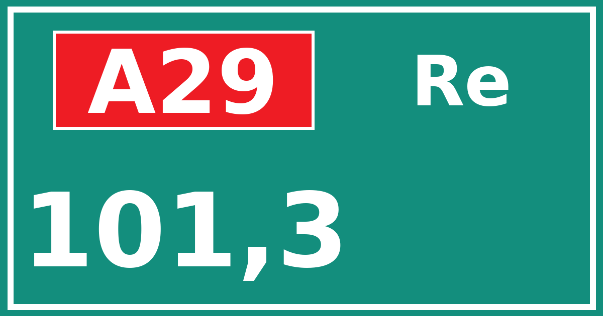 Hectometerbord A29 101,3 zijde Re