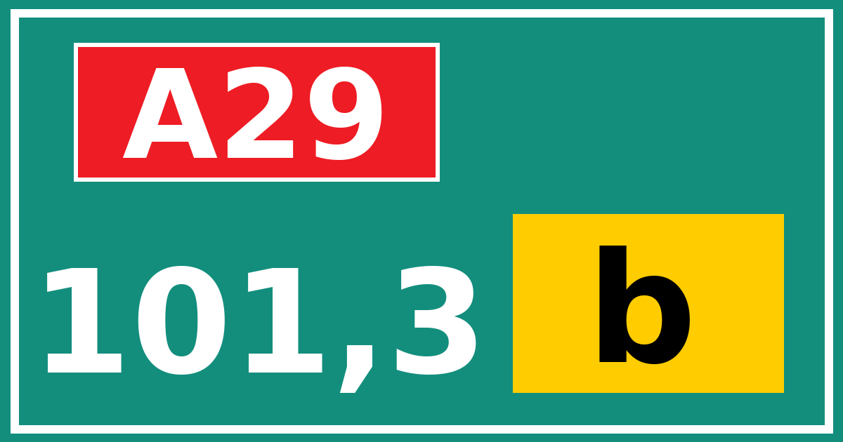 Hectometerbord A29 101,3 letter b