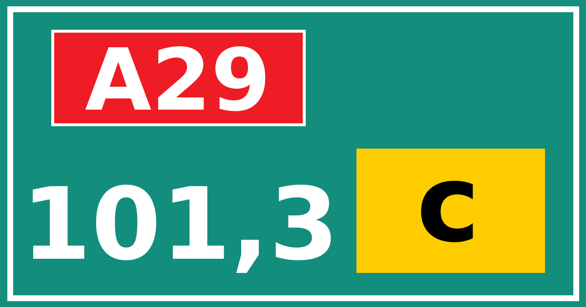 Hectometerbord A29 101,3 letter c
