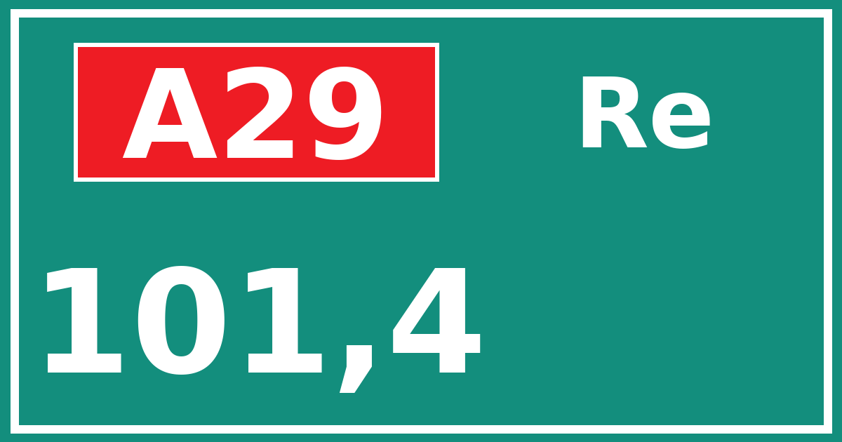 Hectometerbord A29 101,4 zijde Re