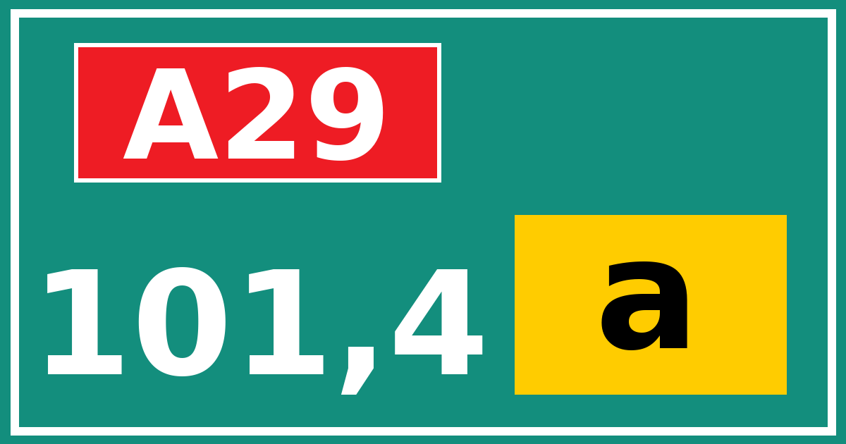 Hectometerbord A29 101,4 letter a
