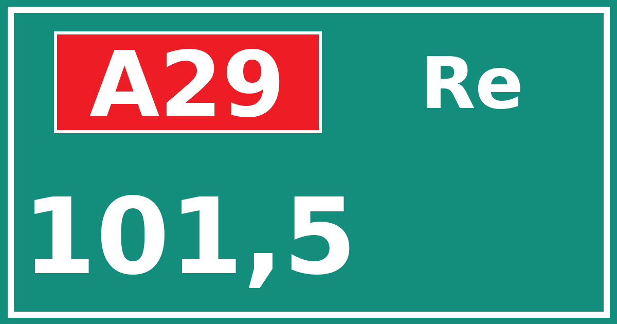 Hectometerbord A29 101,5 zijde Re