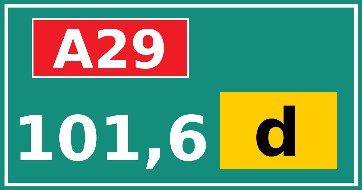 Hectometerbord A29 101,6 letter d