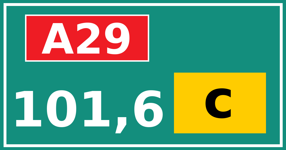 Hectometerbord A29 101,6 letter c