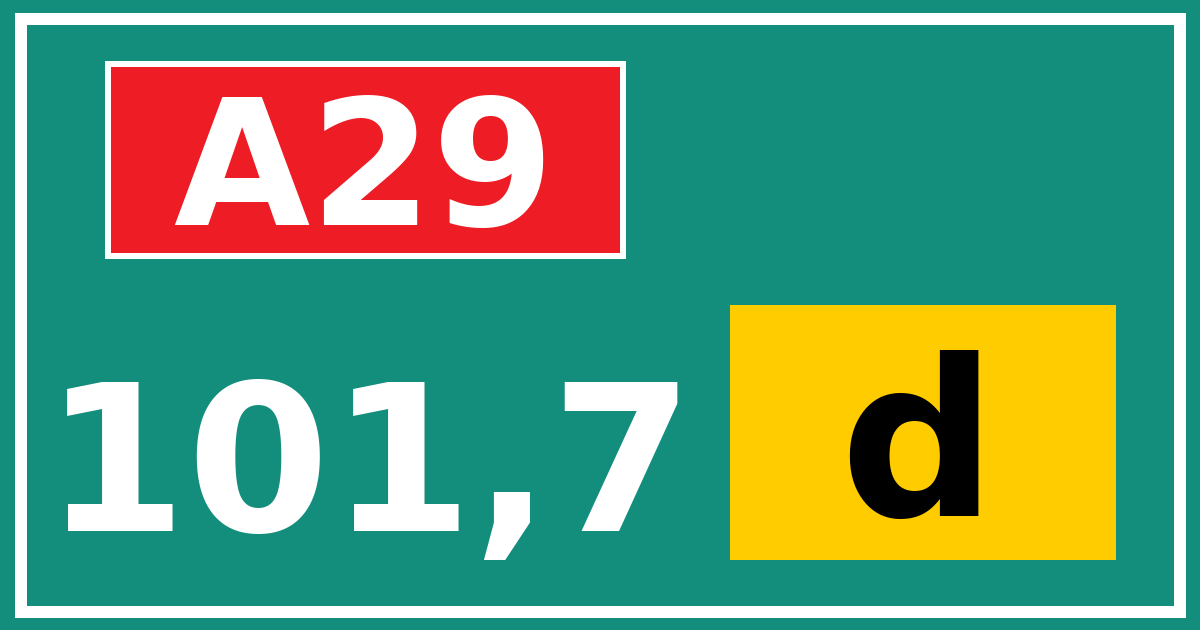 Hectometerbord A29 101,7 letter d