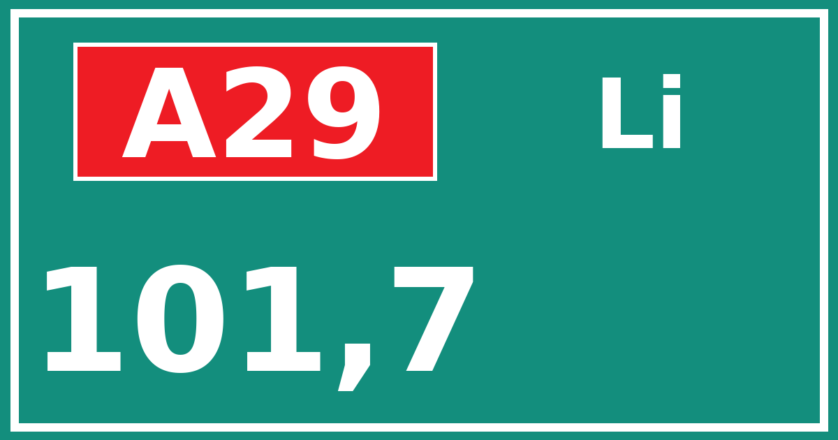Hectometerbord A29 101,7 zijde Li