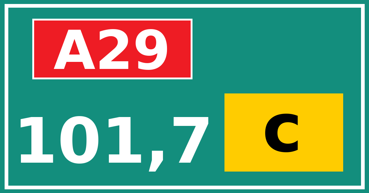 Hectometerbord A29 101,7 letter c