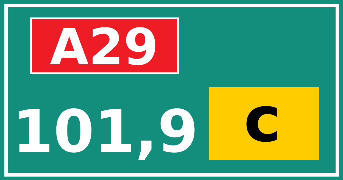 Hectometerbord A29 101,9 letter c