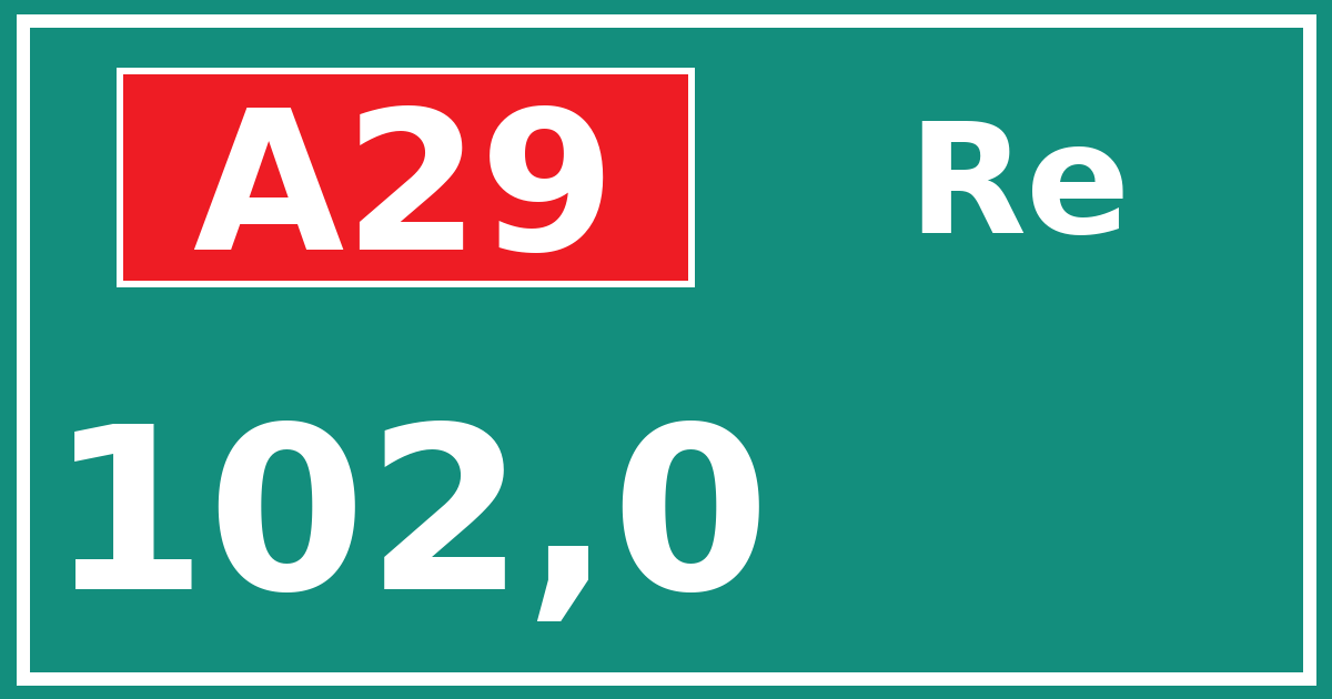 Hectometerbord A29 102,0 zijde Re