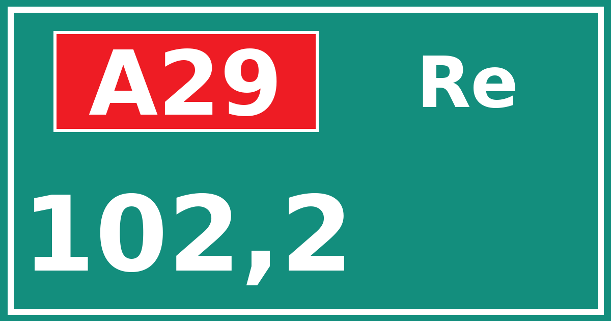 Hectometerbord A29 102,2 zijde Re