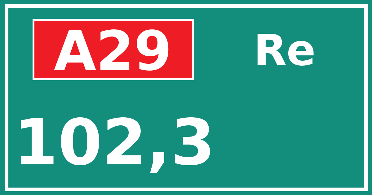 Hectometerbord A29 102,3 zijde Re