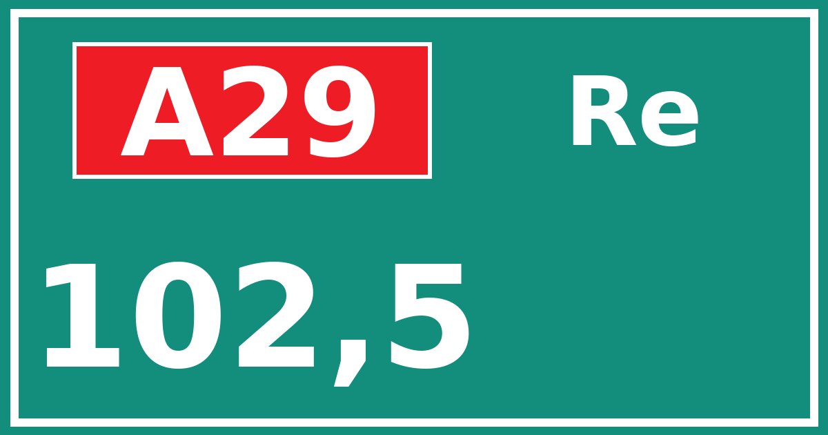 Hectometerbord A29 102,5 zijde Re