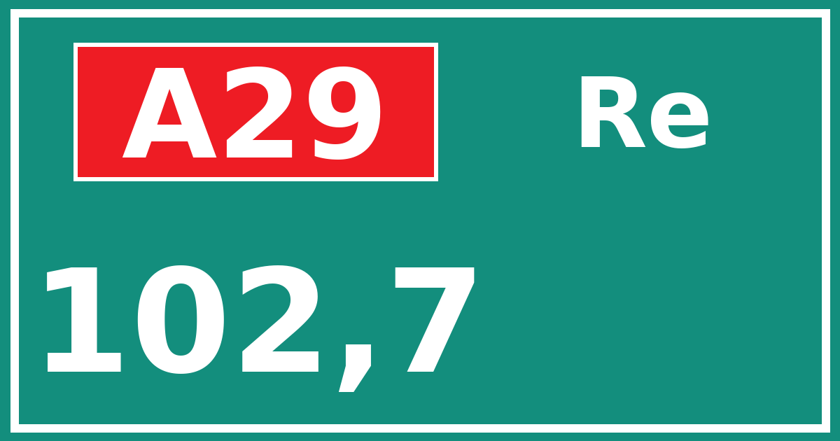 Hectometerbord A29 102,7 zijde Re